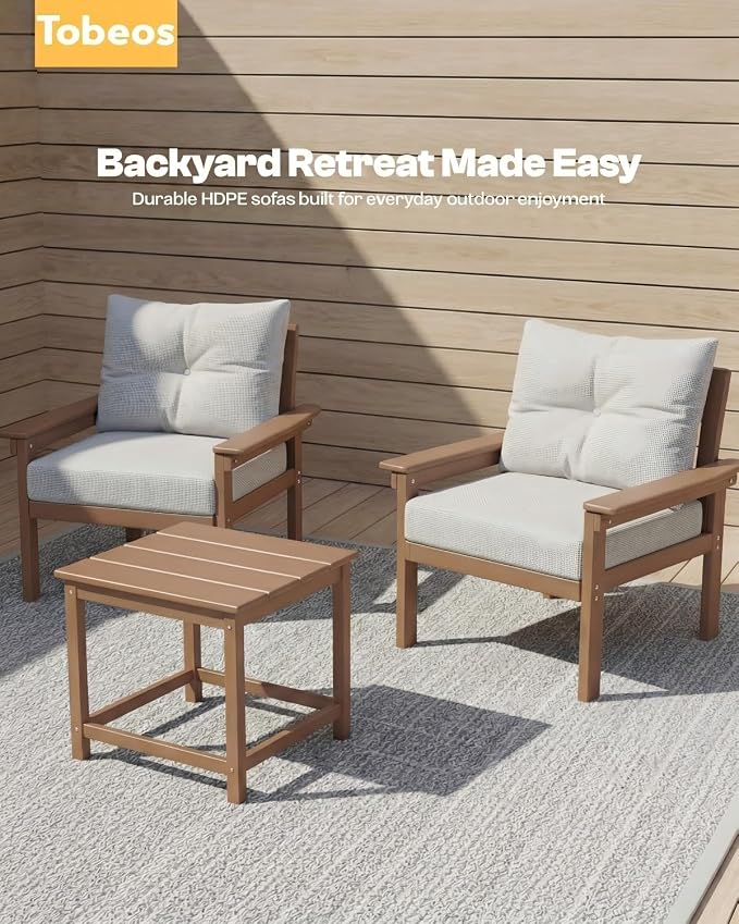 HDPE 4 Piece Patio Furniture Set, All-Weather Outdoor Couch - Image 5