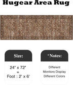 2x6 Brick Red Vintage Floral Washable Runner Rug - Image 2