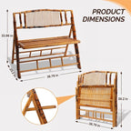 VINGLI Bamboo Rattan Folding Loveseat, Handmade Double Seat Folding Chair - Image 3