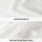 MIULEE Ivory Sheer Kitchen Curtains 30x36 Inches Length 2 Panels Embroidered - Image 4