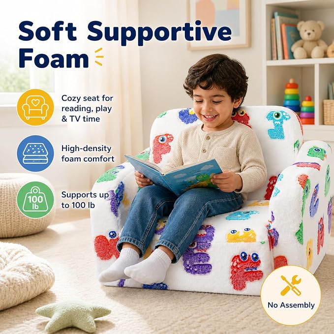 MeMoreCool Kids Folding Chair, 2-in-1 Foldable Kids Sofa Couch - Image 6