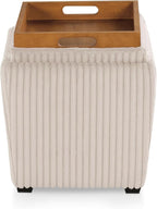 Furniture of America Lennox Modern Chenille 17-inch Square Storage Ottoman - Image 15