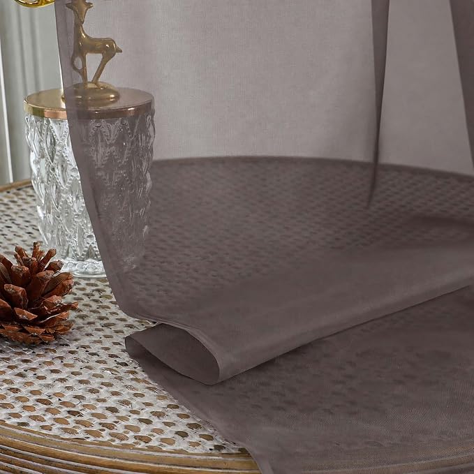 Chocolate Sheer Curtains 72 Inches Long 2 Panels Set, Light Filtering Sheer - Image 4
