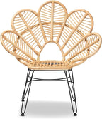 bali & pari Garan Modern Bohemian Natural Rattan and Black Metal Accent Chair - Image 3