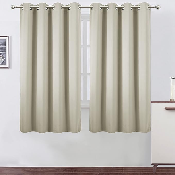 Light Beige Blackout Curtains 66 x 63 Inch Length/Set of 2 Curtain by Lemomo