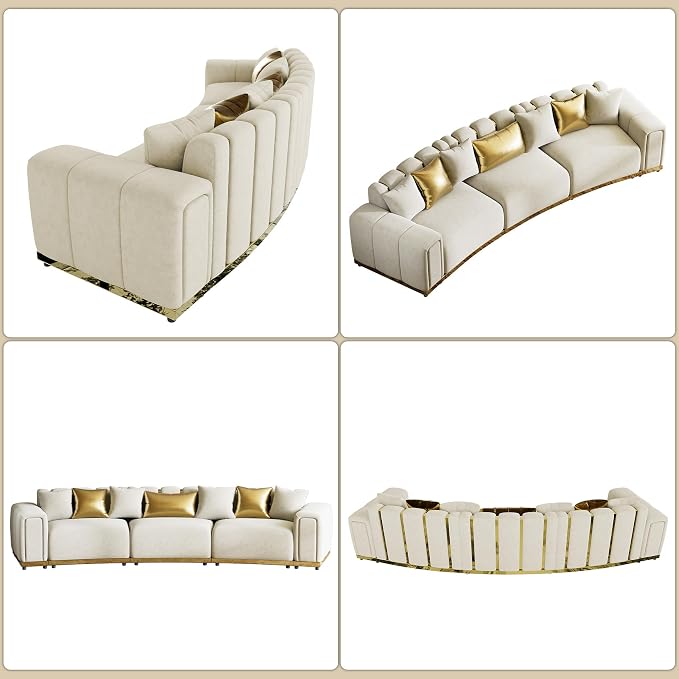 145" Oversized Velvet Chesterfield Sectional Couches - Image 6