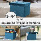 LINMAGCO Storage Ottoman Folding Foot Stool Velvet Foot Rest - Image 7