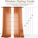 Orange Sheer Curtains 84 Inches Long 2 Panels Set, Light Filtering Sheer - Image 2