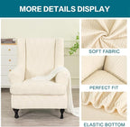 KRFOONN Stretch Wing Chair Slipcovers Jacquard 2 Piece Wingback Chair Covers - Image 3