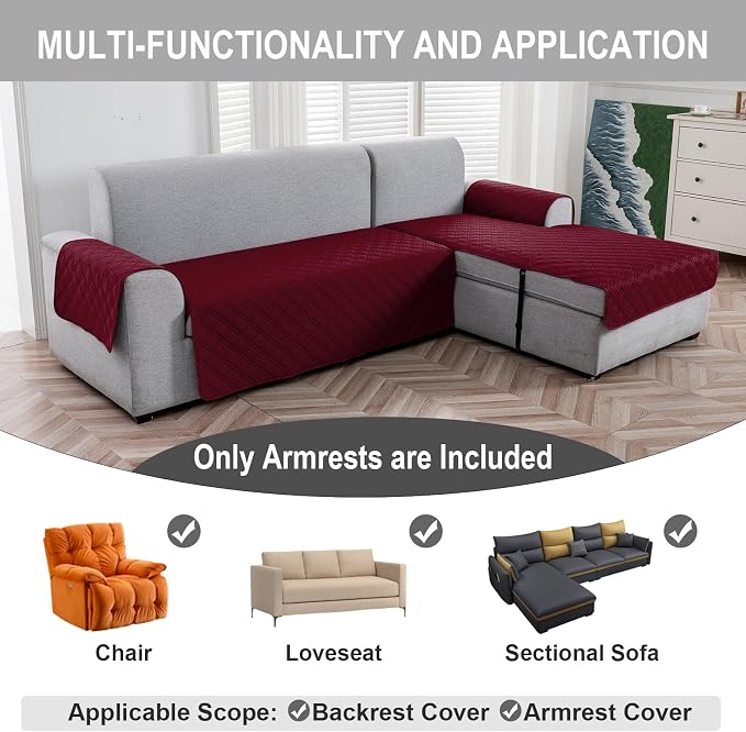 Genina Sofa Armrest Cover, Anti-Slip Armchair Slipcovers - Image 2