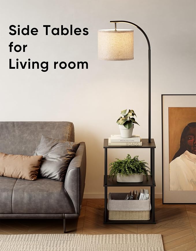 PARTPHONER Floor Lamp with Table, Night Stand with Lamp, Narrow Side Table with - Image 7