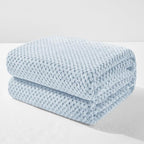Exclusivo Mezcla Soft Waffle Fleece Bed Blanket Queen Size, Heather Blue | by ExclusivoMezcla