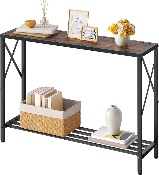 Tajsoon Console Table 41.8”, 2-Tier Industrial entryway Table, Narrow Sofa Table by Tajsoon