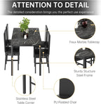 AWQM 5 Piece Dining Table Set for 4, Faux Marble Kitchen Table and Chairs for 4 - Image 4
