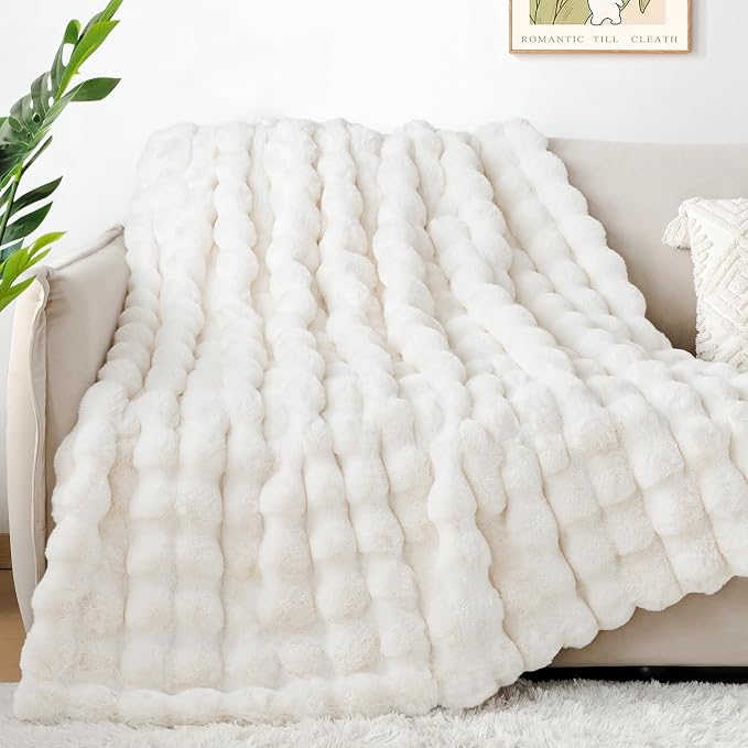 Luxury 1000GSM Faux Rabbit Fur Throw Blanket, Super Heavy Warm Cozy Blankets - Image 5