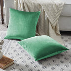 GIGIZAZA Mint Turquoise Velvet Decorative Throw Pillow Covers 20x20 - Image 5
