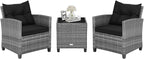 HAPPYGRILL 3 Pieces Patio Conversation Set, Outdoor Furniture Set PE Rattan by HAPPYGRILL