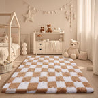 Ophanie Checkered Beige & White Rug - Image 3