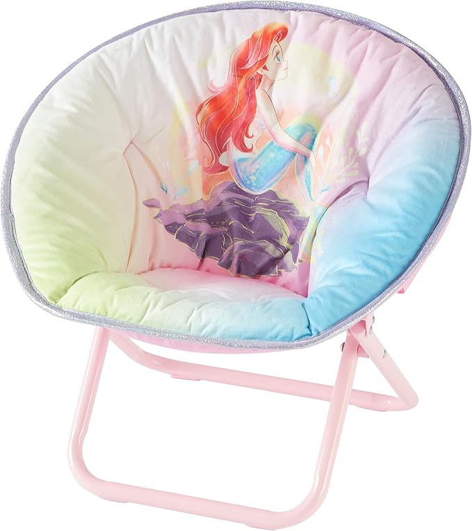 Disney Little Mermaid Toddler Saucer Chair, 19” Folding Kids Chair by IdeaNuovaCharacterShop