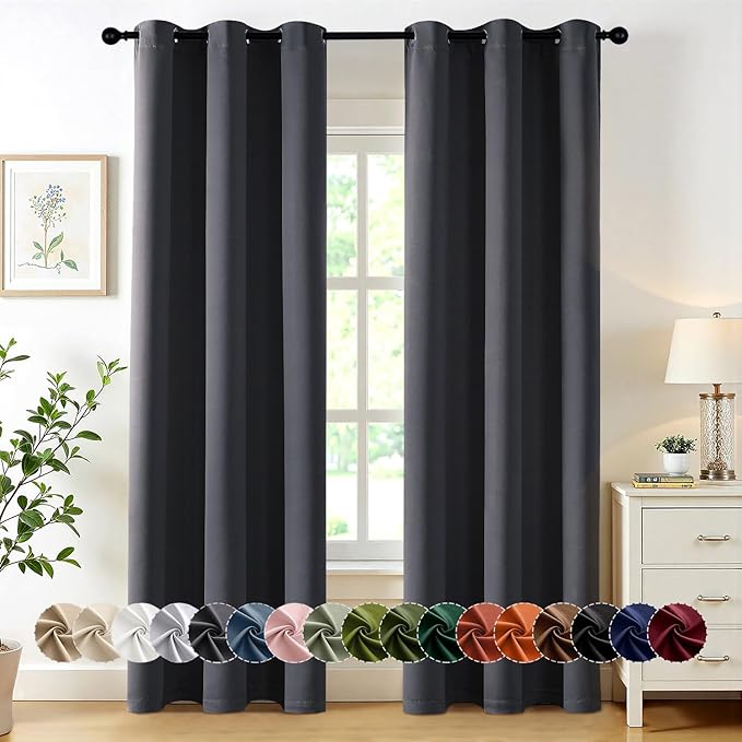 MIULEE Blackout Curtains for Bedroom 2 Panels 40 x 80 Inch Long Dark Grey | by MIULEE