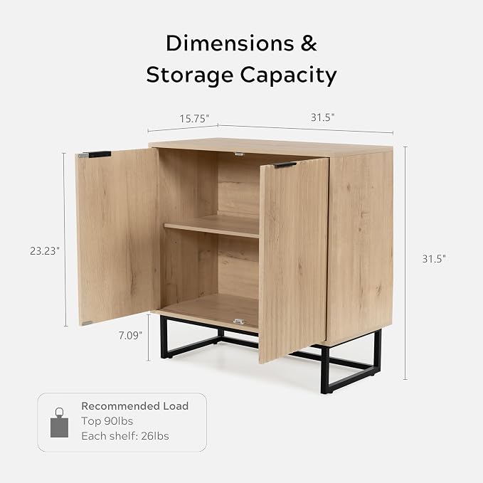 EYYTHUNG Fluted Cabinet with Storage, Sideboard Buffet Cabinet with Adjustable - Image 3