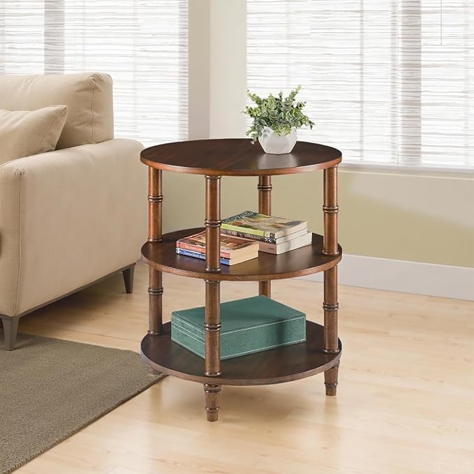 3-Tier Solid Wood Round End Table, Sofa Side Table - Image 5
