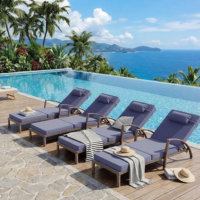 GarveeLife Outdoor Wicker Chaise Lounge Chair - Image 2