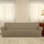 PureFit Stretch Couch Covers for Sofa 4 Seater Slipcovers Tan | 1-Piece Sofa - Image 2