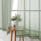 Sage Green Sheer Curtains 63 Inch Long 2 Panels, Elegant Voile Drapes - Image 6