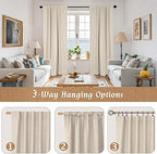 Oatmeal 100% Blackout Linen Curtains 63 Inches - Image 9