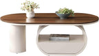 Modern Oval Coffee Table, 47.24" Brown Wood Top Coffee Table - Image 4