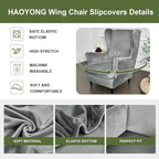 HAOYONG Velvet Wingback Armchair Covers 2-Piece Elastic Stretch Wingback Chair - Image 4
