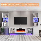 AMERLIFE 3-Piece Modern Wall Unit Entertainment Center Set, High Gloss 80" - Image 6