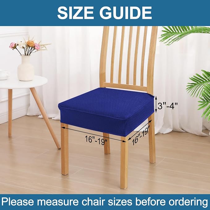 Smiry Waterproof Seat Covers for Dining Room Chairs Set of 8, Stretch Jacquard - Image 2