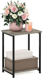 Furinno Simplistic Metal Frame End Table, French Oak by Furinno-FitsYourSpaceFitsYourBudget