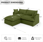 2 Seat with Ottoman L Shape Modular Sectional Couch Sofa - Image 2