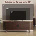 55 inch TV Stand with Power Outlet, Fluted Entertainment Center - Image 6
