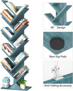 SHEEPAM 10 Tier Tree Book Shelf, Floor Standing Wood Bookshelf - Image 7