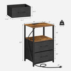 TUTOTAK End Table with Charging Station, Side Table with 2 USB Ports and Outlets - Image 3