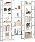 NUMENN Triple Column 5 Tier Bookshelf, Bookcase by NUMENN