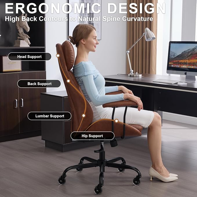 E-Motie Office Chair, Leather Desk Chair - Image 3