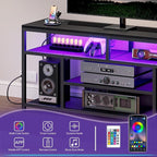 HOOBRO LED TV Stand with Charging Station, 4-Tier Entertainment Gaming Center - Image 5