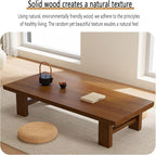 Japanese Solid Wood Low Coffee Table, Extra Thick Tatami Tables - Image 6