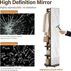 WoodsWhisper Full Length Mirror Coat Rack Solid Wood Floor Mirror 66"x12" Full - Image 4