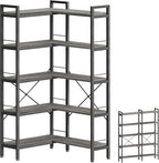 Huuger 5 Tier Bookshelf, L Shaped Corner Bookshelf by Huuger
