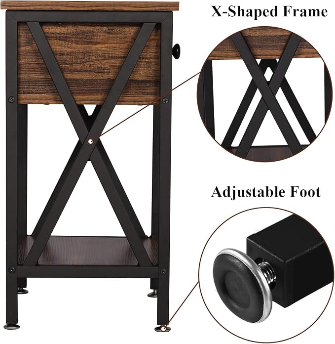 VECELO Nightstands Set of 2, Modern Bedside End Tables, Night Stands - Image 9
