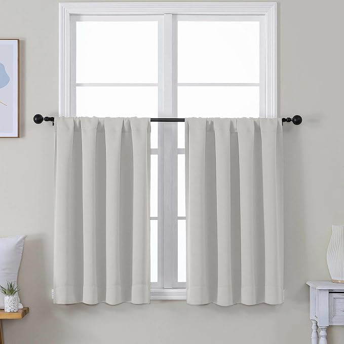 Simplebrand Ava Natural Short 36 Inches Blackout Curtain 2 Panels Set, Half by Simplebrand
