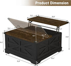 Hlivelood 36" Farmhouse Movable Lift Top Coffee Table - Image 2