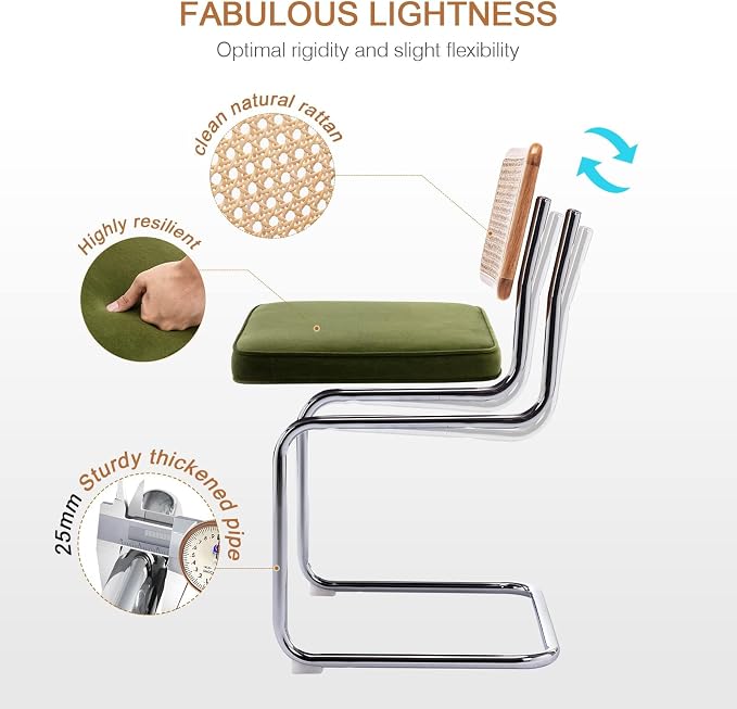 Zesthouse Mid Century Modern Dining Chairs Set of 4, Natural Rattan Dining - Image 3