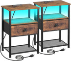 LOAKEKEL Night Stand Set 2, LED Nightstand by LOAKEKEL